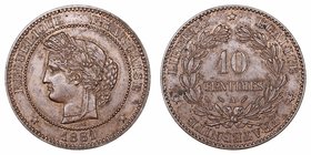 Francia. 10 Céntimos. AE. 1881 A. 10.11g. G.265a. MBC+.