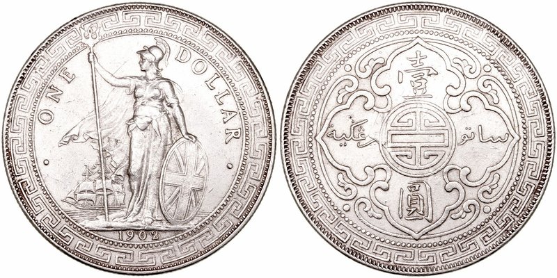 Gran Bretaña. Dólar de Comercio. AR. 1902. 26.87g. KM.T5. MBC.