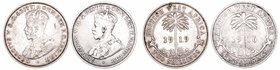 Gran Bretaña	Jorge V. 2 Shillings. AR. British West Africa. Lote de 2 monedas. 1916 y 1919. MBC a BC.