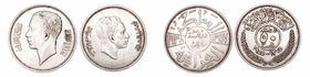 Irak. AR. Lote de 2 monedas. 50 Fils 1935 y 1938. MBC.