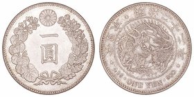 Japón. Yen. AR. Año 22 (1889). 26.98g. Y.A25,3. Suave y bonita pátina. Espléndida pieza. Rara así. SC.