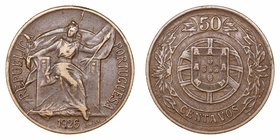 Portugal. 50 Centavos. AE. 1926. 4.02g. KM.575. Escasa. MBC-/MBC.