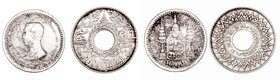 Tailandia. AR. Lote de 2 monedas. Fuang (1876-1900) y 5 Santang 1942. MBC+ a BC-.