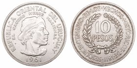 Uruguay. 10 Pesos. AR. 1961. 12.48g. KM.43. EBC.