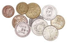 Lotes de Conjunto. AE. Lote de 10 monedas. Afars y Issas (2), Afganistán (2), África Ecuatorial Francesa (4), Argentina y Zanzibar. MBC+ a BC.