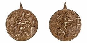 Religiosas. Medalla. AE. Roma. (siglo XVIII). San Gregorio y Santa Bárbara. 33.00mm. Redonda y con anilla. MBC.