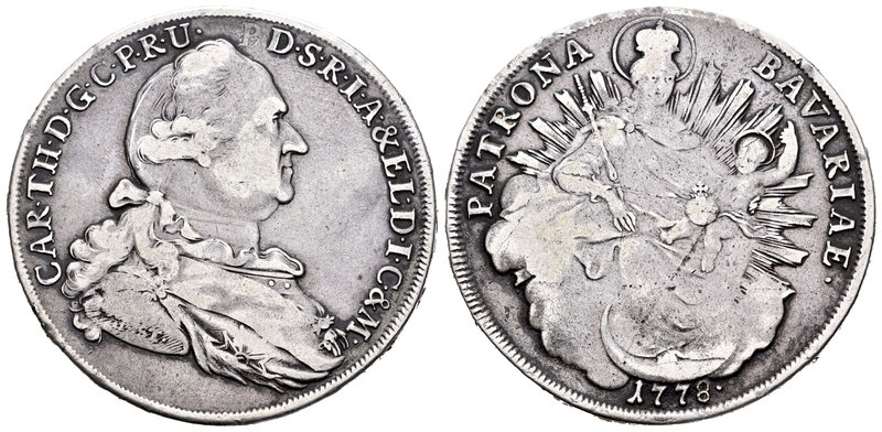 Alemania. Bavaria. Maximiliano III. 1 thaler. 1778. (Km-562). Ag. 27,61 g. MBC-....