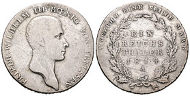 Alemania. Prussia. Federico Guillermo III. Thaler. 1814. Berlín. A. (Dav-756). Ag. 21,96 g. BC. Est...30,00.