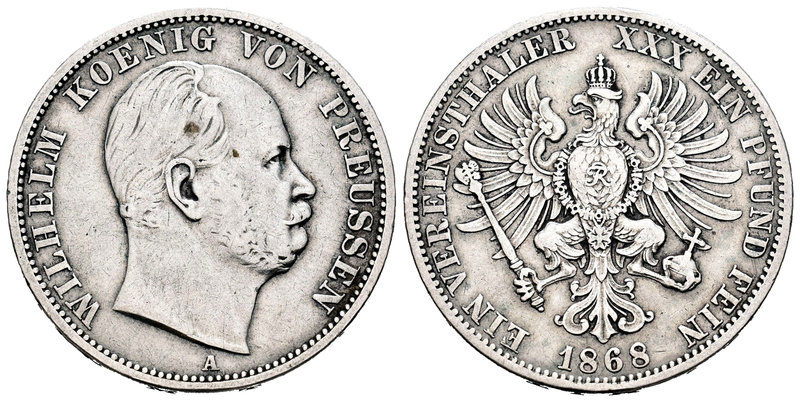 Alemania. Prussia. Wilhelm I. Thaler. 1868. (Km-494). Ag. 18,36 g. MBC. Est...30...