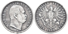 Alemania. Prussia. Wilhelm I. 1 thaler. 1868. Berlín. A. (Km-494). Ag. 18,31 g. Limpiada. MBC-. Est...25,00.