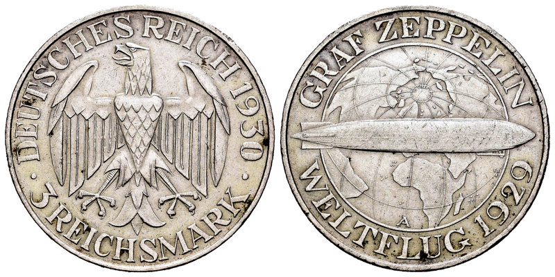 Alemania. República de Weimar. 3 reichmark. 1930. Berlín. A. (Km-67). Ag. 15,07 ...