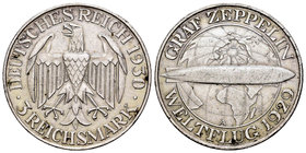 Alemania. República de Weimar. 3 reichmark. 1930. Berlín. A. (Km-67). Ag. 15,07 g. Zeppelin. EBC. Est...50,00.