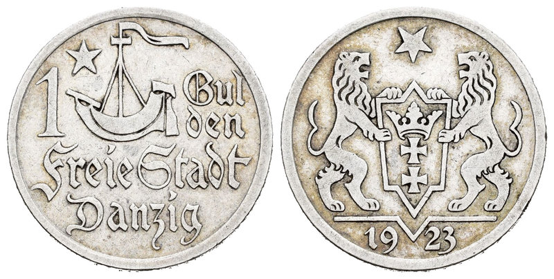 Alemania. 1 gulden. 1923. (Km-145). Ag. 4,94 g. Danzig. MBC-. Est...60,00.