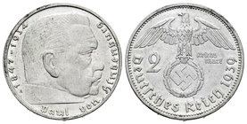 Alemania. 2 reichsmark. 1939. Berlín. A. (Km-93). Ag. 7,97 g. SC-. Est...15,00.