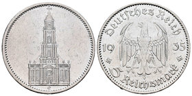 Alemania. 5 reichsmark. 1935. Muldenhutten. E. (Km-83). Ag. 13,84 g. Limpiada. MBC. Est...20,00.