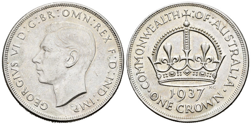 Australia. George VI. 1 corona. 1937. (Km-34). Ag. 28,18 g. Pequeñas marcas en a...