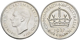 Australia. George VI. 1 corona. 1937. (Km-34). Ag. 28,18 g. Pequeñas marcas en anverso. EBC/EBC+. Est...35,00.