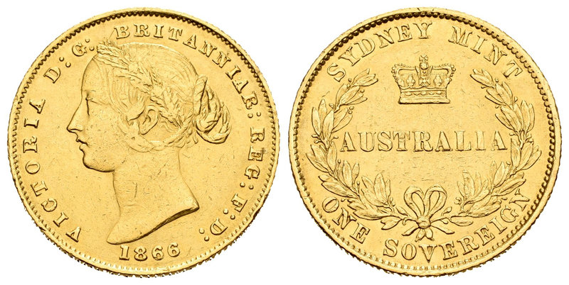 Australia. Victoria. 1 sovereign. 1866. Sidney. (Km-4). Au. 7,96 g. MBC+. Est......