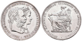 Austria. Franz Joseph I. 2 florines. 1879. (Km-X-M5). Ag. 24,64 g. Bodas de plata reales. EBC+. Est...80,00.