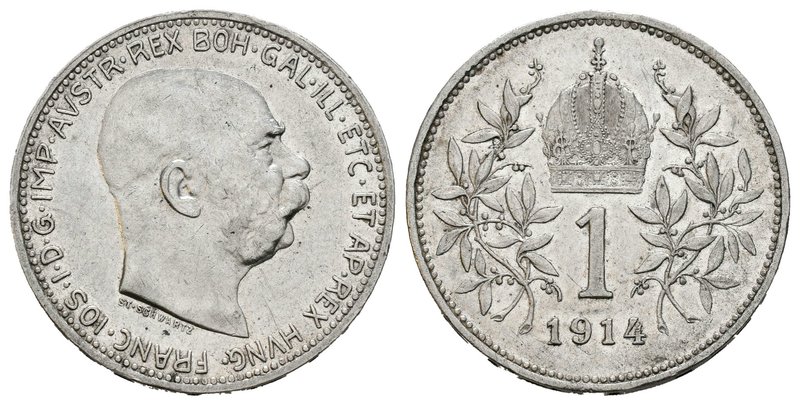 Austria. Franz Joseph I. 1 corona. 1914. (Km-2820). Ag. 5,03 g. EBC. Est...15,00...