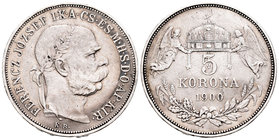 Austria. Franz Joseph I. 5 coronas. 1900. (Km-2807). Ag. 23,92 g. Limpiada. MBC+. Est...35,00.