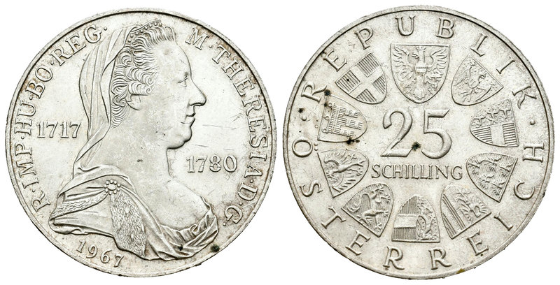 Austria. 25 schilling. 1967. Viena. (Km-2901). Ag. 12,96 g. 250º Aniversario de ...