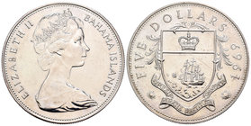 Bahamas. Elizabeth II. 5 dollar. 1969. (Km-10). Ag. 42,12 g. SC. Est...35,00.