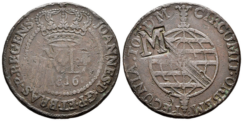 Brasil. Joao Príncipe Regente. 40 reis. 1816. (Km-405). Ae. 15,59 g. Contramarca...