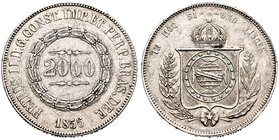 Brasil. Pedro II. 2000 reis. 1856. (Km-466). Ag. 25,41 g. EBC-. Est...40,00.