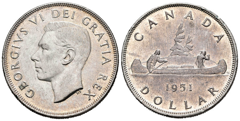 Canadá. George V. 1 dollar. 1951. (Km-46). Ag. 23,37 g. Dos golpecitos en el can...