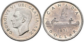 Canadá. George V. 1 dollar. 1951. (Km-46). Ag. 23,37 g. Dos golpecitos en el canto. EBC+. Est...25,00.