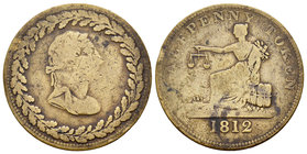 Canadá. Token (1/2 penny). 1812. (Br-960). Ae. 5,93 g. BC-. Est...10,00.