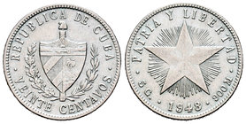 Cuba. 20 centavos. 1948. (Km-13.2). Ag. 5,02 g. MBC+. Est...25,00.