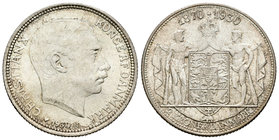 Dinamarca. Christian X. 2 coronas. 1930. (Km-829). Ag. 14,97 g. 60º Cumpleaños del rey. SC-. Est...30,00.