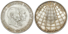 Dinamarca. Frederik IX. 2 coronas. 1953. (Km-844). Ag. 15,04 g. SC-/SC. Est...30,00.