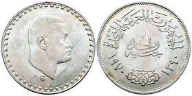 Egipto. 1 libra. 1970 (1390 H). (Km-425). Ag. 24,87 g. Cabeza del presidente Nasser. EBC+. Est...45,00.