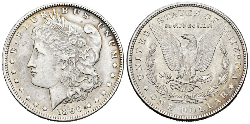 Estados Unidos. 1 dollar. 1896. Philadelphia. (Km-110). Ag. 26,62 g. Pequeñas ma...