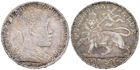 Ethiopía. Menelik II. 5 birr. 1892. (Km-19). Ag. 27,94 g. MBC. Est...40,00.