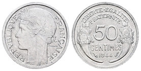 Francia. 50 centimes. 1944. (Km-894.1a). Al. 0,71 g. EBC+. Est...10,00.