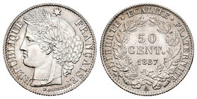 Francia. III República. 50 centimes. 1887. París. A. (Gad-419a). Ag. 1,23 g. EBC+. Est...80,00.