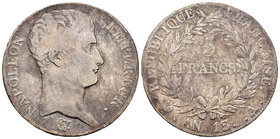 Francia. Napoleón Bonaparte. 5 francos. 1804 (AN 13). París. A. (Km-662.1). (Gad-580). Ag. 24,54 g. BC+. Est...60,00.