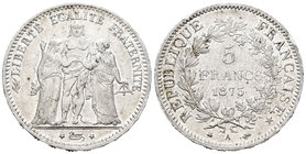 Francia. III República. 5 francos. 1873. París. A. (Km-820.1). (Gad-745). Ag. 24,96 g. MBC+. Est...25,00.