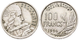 Francia. 100 francos. 1956. (Km-919.1). (Gad-897). Cu-Ni. 5,98 g. MBC+. Est...20,00.