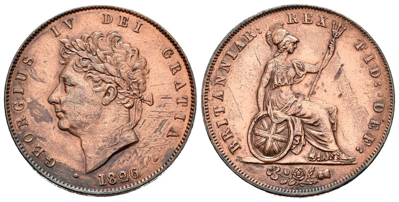 Gran Bretaña. George IV. 1/2 penny. 1826. (Km-692). Ag. 9,22 g. MBC. Est...30,00...