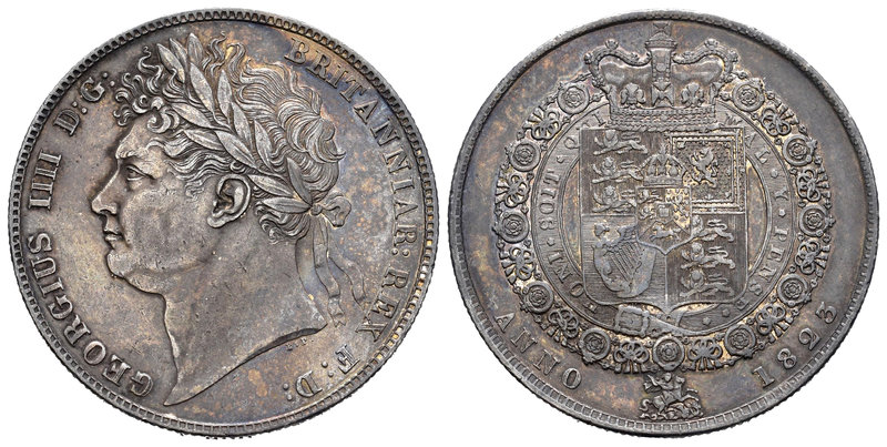 Gran Bretaña. George IV. 1/2 corona. 1823. (Km-668). (S-3808). Ag. 14,05 g. Páti...