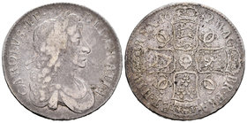 Gran Bretaña. Charles II. 1 crown. 1682/1. (Km-445.1). (Dav-37768). Ag. 29,16 g. Sobrefecha. MBC-. Est...300,00.