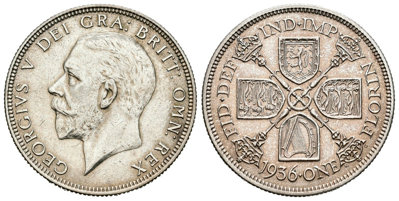 Gran Bretaña. George V. 1 florín. 1936. (Km-834). Ag. 11,36 g. EBC/EBC+. Est...3...