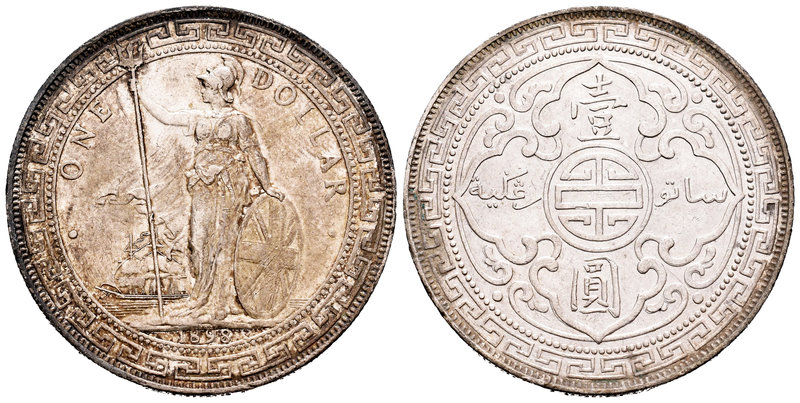 Gran Bretaña. George V. Trade dollar. 1898. (Km-Tn5). (Dav-407). Ag. 26,84 g. SC...