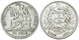Guatemala. 1 peso. 1894. (Km-210). Ag. 24,89 g. BC+. Est...25,00.