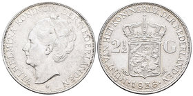 Holanda. Wilhelmina. 2 1/2 gulden. 1938. (Km-165). Ag. 25,03 g. EBC/EBC+. Est...25,00.